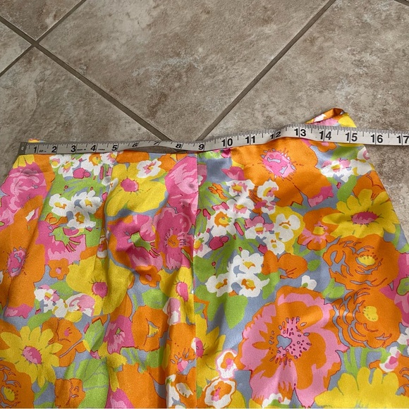 Asos Design Petite Orange Floral Satin Mini‎ Skirt set se 8 EUC - Picture 5 of 9